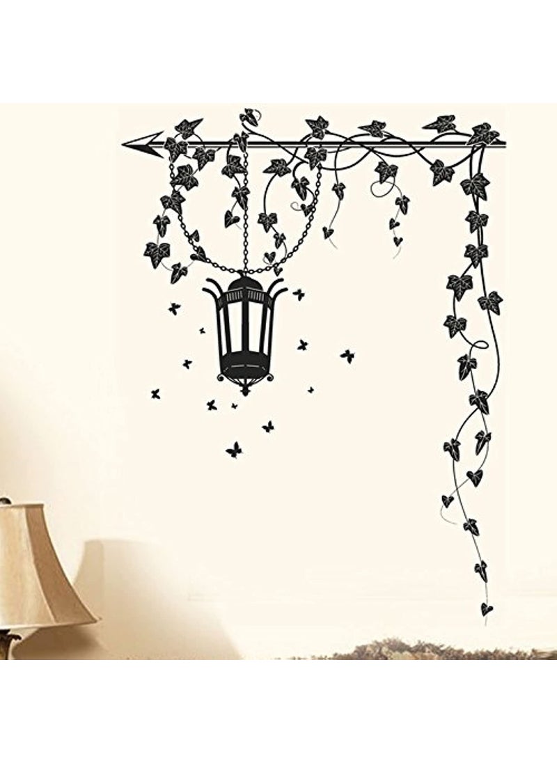 Decals Design Decals Design 5785 Stickerskart Pvc Vinyl Wall Stickers Hanging Lamp And Vines Black, 70Cm X 50Cm (Multicolour), Self-Adhesive  - Image 1