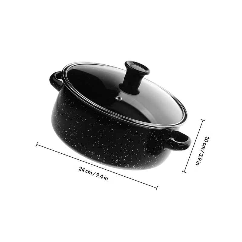 Enamel Pan, Versatile Cooking Set with Stockpot and Lid, Compact for Small Meals - Image 2