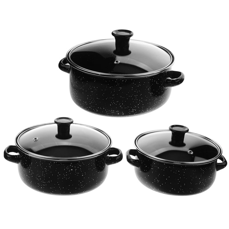 Enamel Pan, Versatile Cooking Set with Stockpot and Lid, Compact for Small Meals - Image 3