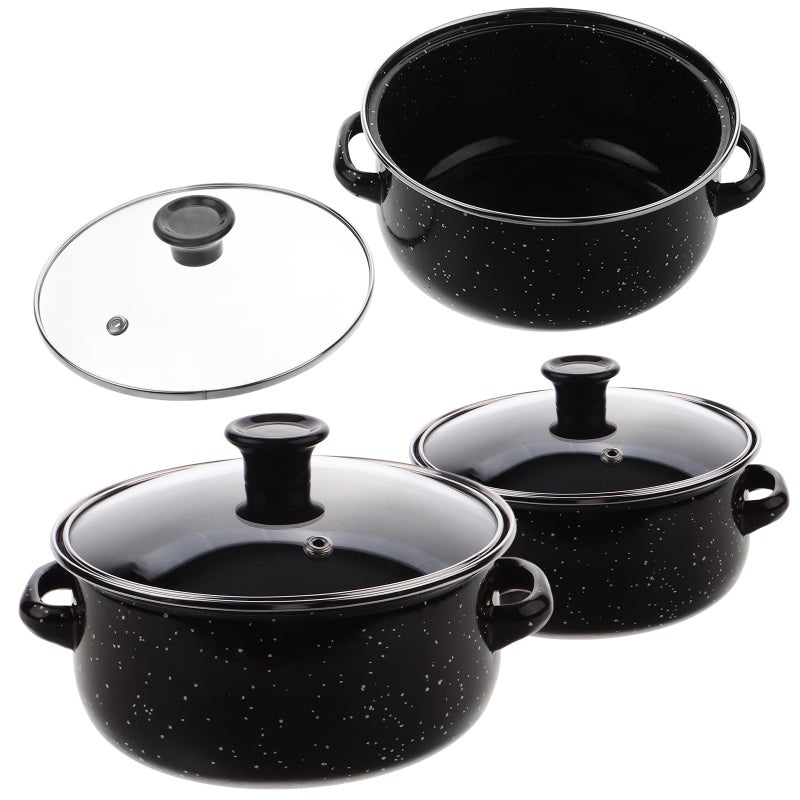 Enamel Pan, Versatile Cooking Set with Stockpot and Lid, Compact for Small Meals - Image 4