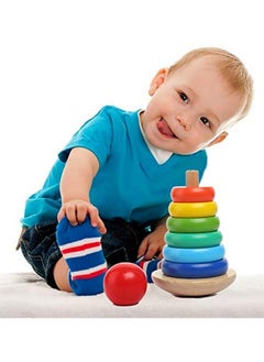 Webby Webby Wooden Rainbow Tower Stacking Ring Educational Toy for Kids  - Image 2