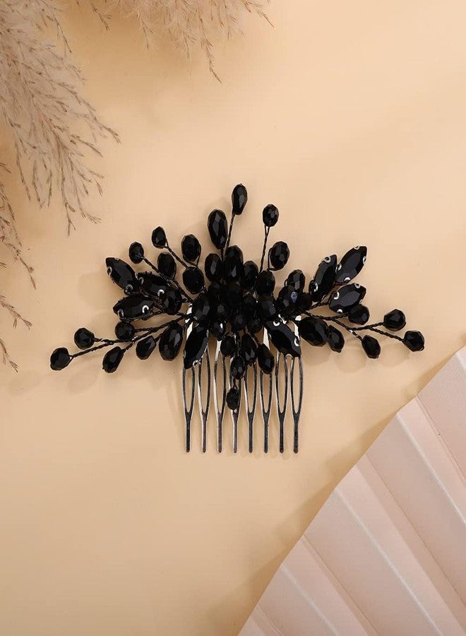 Rumtock Black Rhinestones Hair Comb Side Headpiece for Wedding Brides Women Girls Handmade Hair Accessories, 2.7x5.5 Inches, Small - Image 4