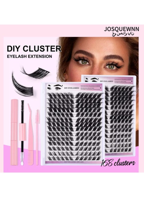 168 Clusters of Dense Feathered Segmented False Eyelashes, 12-18mm Single Cluster Lashes, Perfect for Creating Natural and Enchanting Eyes, Suitable for Daily Makeup and Special Occasions.