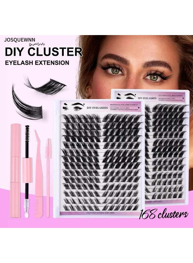 جوسكوين 168 مجموعة من الرموش الصناعية المجزأة الكثيفة، بطول 12-18 ملم لكل مجموعة. مثالية لإنشاء عيون طبيعية وساحرة، وتناسب المكياج اليومي والمناسبات الخاصة. - Image 1