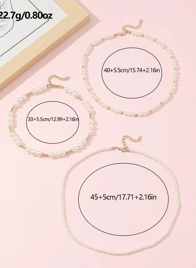 Take Two  Pack of 3 - Girls Pearl Bead Necklaces for Women | Best Price UAE