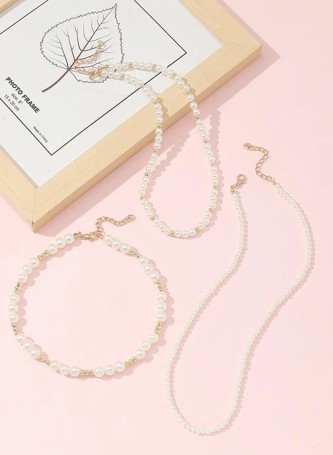 Pack of 3 - Girls Pearl Bead Necklaces