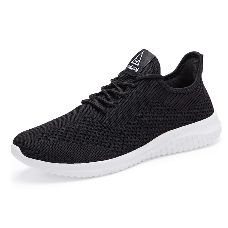 VAMJAM Mens Running Shoes Ultra Lightweight Breathable Walking Shoes Non Slip Athletic Fashion Sneakers Mesh Workout Casual Sports Shoes Black Size 12