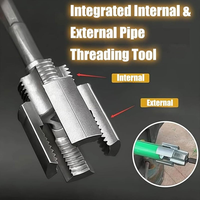 Eujgoov Integrated Internal External Pipe Threading Tool, CR V Steel Hex Rod Adjustable Die Head, with Ergonomic Handle for PVC PPR Water Gas Hydraulic Pipes 3/4 inch - Image 3