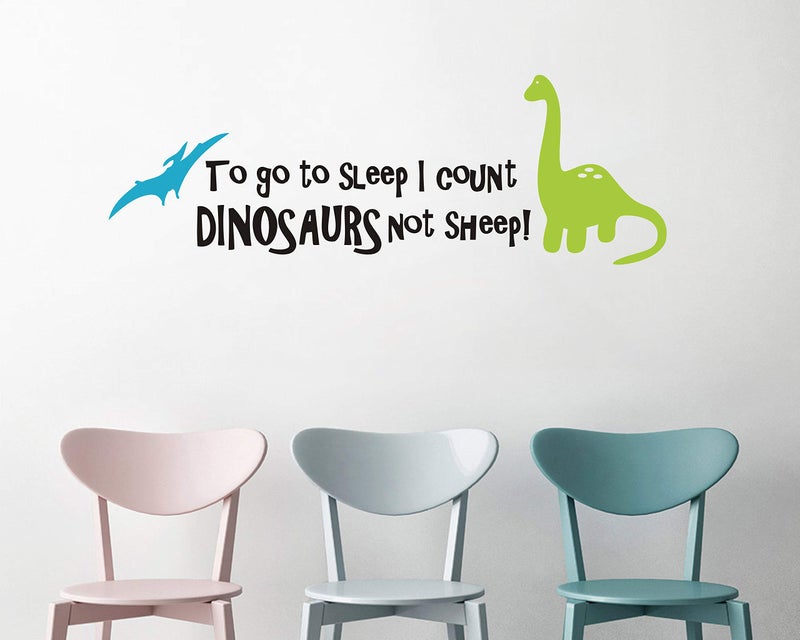 Yyart Dinosaur Wall Decals for Kids, to go to Sleep I Count Dinosaurs Not Sheep, Vinyl Wall Stickers for Baby Boys, Kids Bedroom Wall Decor, Nursery Decoration, Quote Wall Decals A32 - Image 3