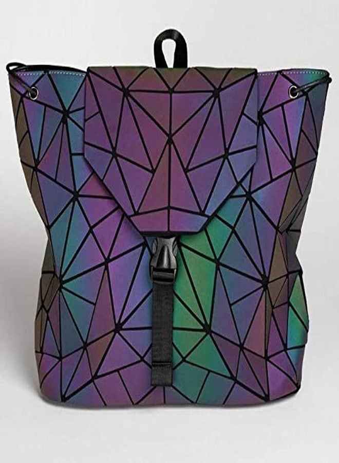 DRUDRAYA Geometric Holographic Luminous Backpack | Reflective Color Changing Bag | Stylish Laptop Backpack for Women & Girls | Waterproof, Lightweight | Fits up to 14” Laptop - Image 5