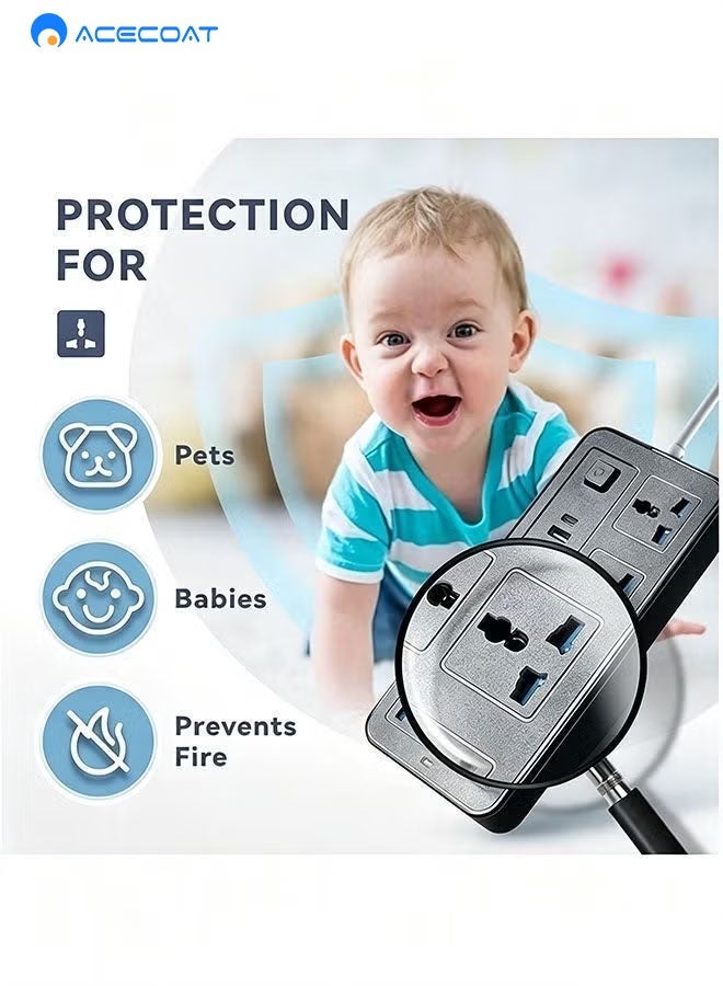 ACECOAT 5 Meters Universal Extension Lead With Multiple Function Uk Plug 3 Pin Socket Outlet With 6 Gang 3 Usb Port 1 Type-C Port 5m Electric Socket Mains Strip For Home Kitchen And Office 5 Meters - Image 5