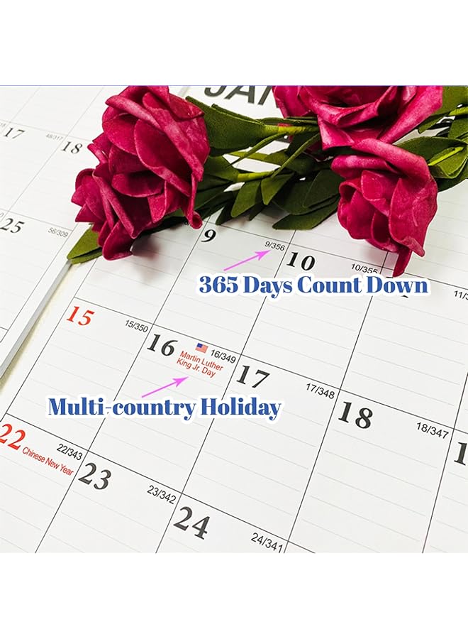 إيروريكس تقويم حائط 2025 تقويم حائط شهري عمودي لمدة 18 شهرًا 12 بوصة × 17 بوصة 2025 كتلة كتابة كبيرة ذات سلك مزدوج مثالية للتخطيط والتنظيم للمكتب المنزلي باللون الأسود - Image 4