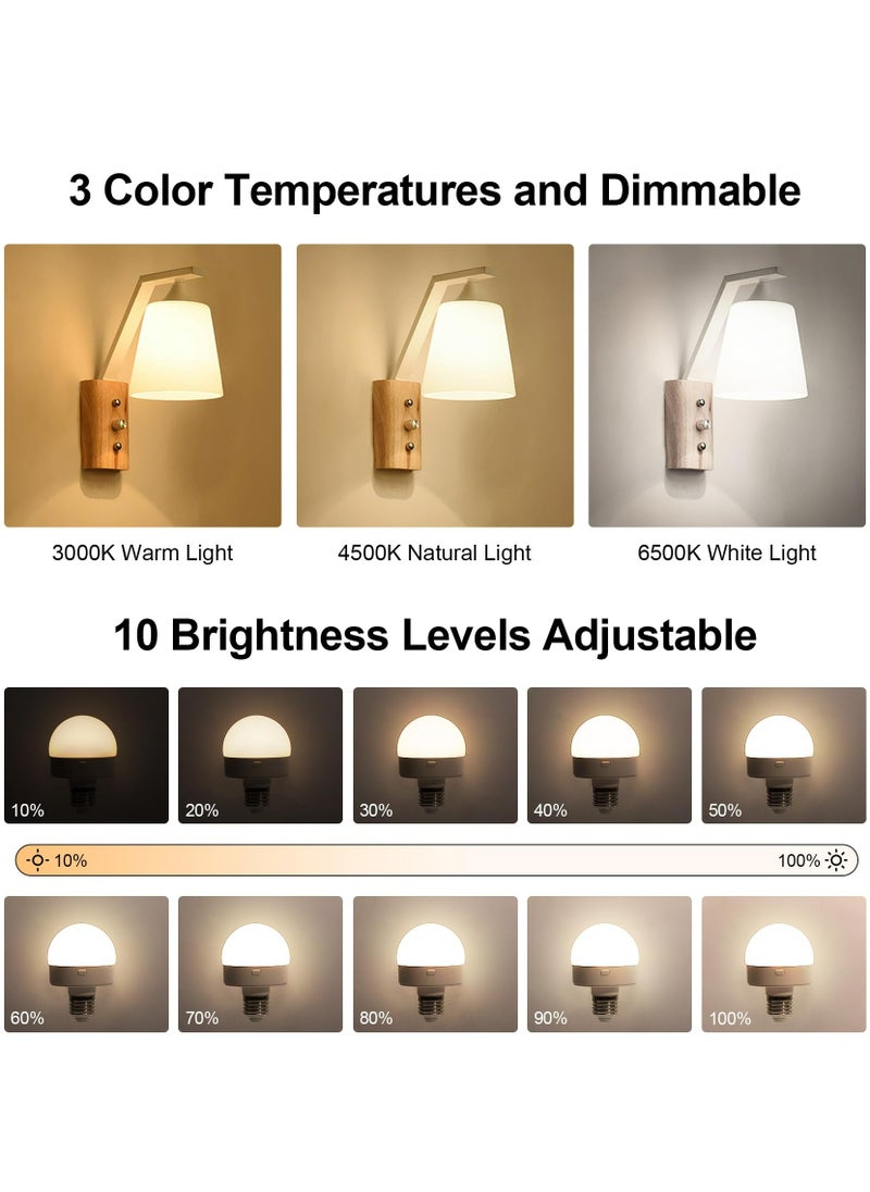 CMGTYYD CMGTYYD E27 LED Light Bulbs, 2 Pack Dimmable & Rechargeable Bulbs with Remote Control, 3 Color Temperature, Timing Function, Detachable & Magnetic Battery Operated Light Bulbs  - Image 2