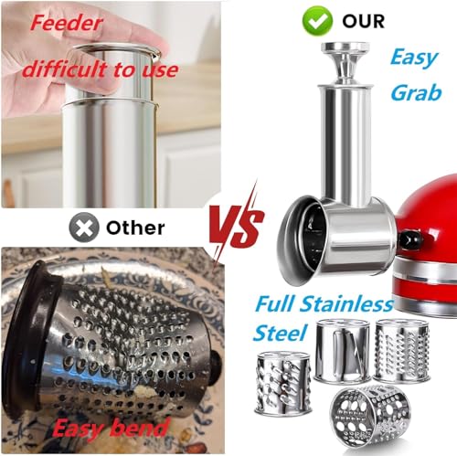 KINGEAGLE Stainless Steel Slicer Shredder Attachment for KitchenAid Mixer, Cheese Grater Attachment, Food Slicer for KitchenAid Mixer, Accessories for Kitchenaid - Image 4