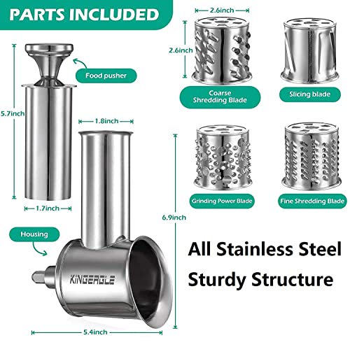 KINGEAGLE Stainless Steel Slicer Shredder Attachment for KitchenAid Mixer, Cheese Grater Attachment, Food Slicer for KitchenAid Mixer, Accessories for Kitchenaid - Image 2