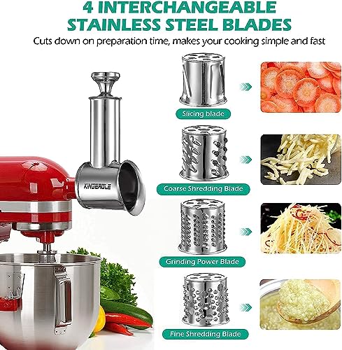 KINGEAGLE Stainless Steel Slicer Shredder Attachment for KitchenAid Mixer, Cheese Grater Attachment, Food Slicer for KitchenAid Mixer, Accessories for Kitchenaid - Image 3