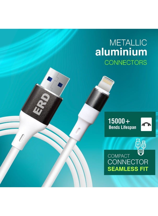 ERD USB-A to Lightning Cable 25W Fast Charging & High-Speed Data Transfer | 1m Lightweight Durable Metallic Connectors Cord | 15,000 Bend Lifespan | iPhone certified - Image 3