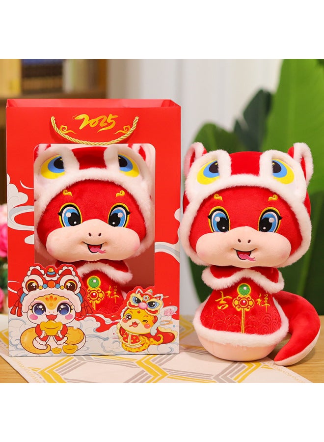 HHZA2025 Year Of The Snake Mascot Doll Red Plush Toy Batch Zodiac Gift Year Rag Doll Small-Color:Milky White Fortune Dragon 35cm-Height:Single Price