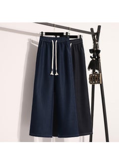 Generic Autumn New Plus Size Lyocell Thick Soft Denim Straight Pants Women black  - Image 5