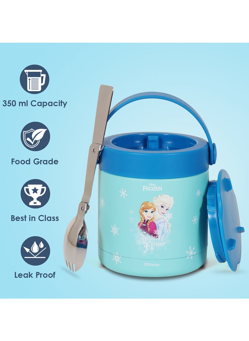 Disney Frozen Princess Elsa Stainless Steel Insulated Food Jar - Blue, 350 ML