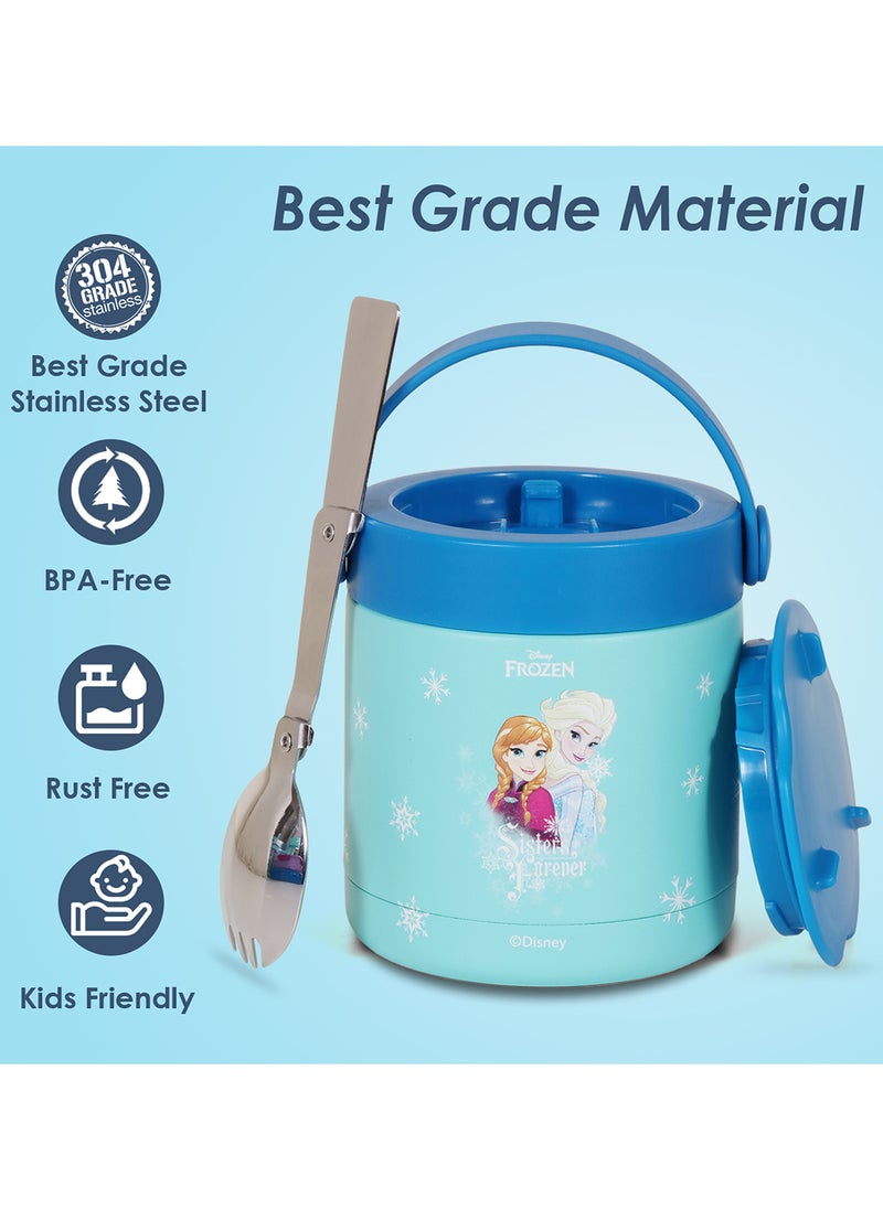 Disney Frozen Princess Elsa Stainless Steel Insulated Food Jar - Blue, 350 ML