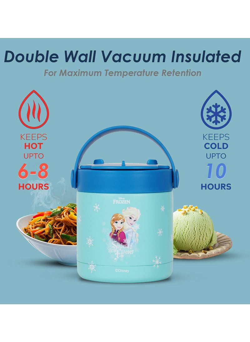 Disney Frozen Princess Elsa Stainless Steel Insulated Food Jar - Blue, 350 ML