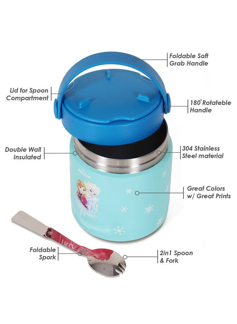 Eazy Kids Disney Frozen Princess Elsa Stainless Steel Insulated Food Jar - Blue, 350 ML  - Image 5