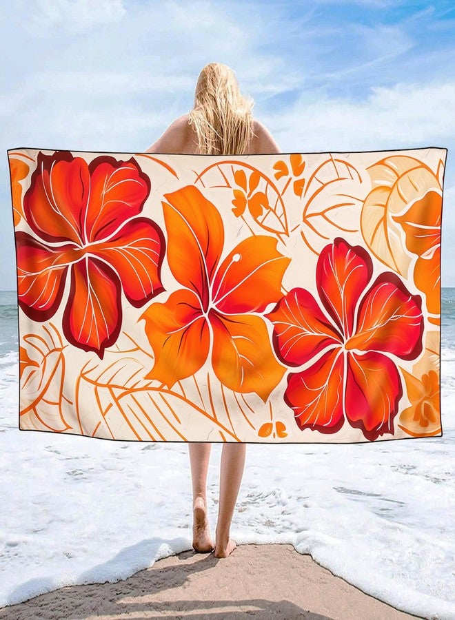 OHTMTHO Traditional Hawaiian Flower Beach Towel Oversized 36"x72" Quick Dry Microfiber Towels Pool Accessories Cruise Essentials Vacation Gifts Summer Must Haves for Swimming Camping Travel - Image 2
