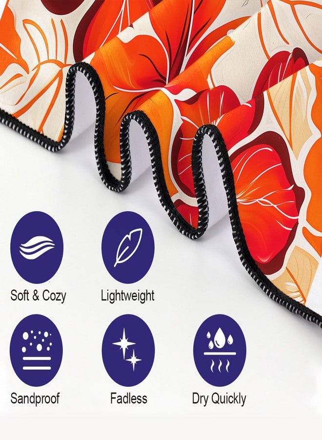 OHTMTHO Traditional Hawaiian Flower Beach Towel Oversized 36"x72" Quick Dry Microfiber Towels Pool Accessories Cruise Essentials Vacation Gifts Summer Must Haves for Swimming Camping Travel - Image 3
