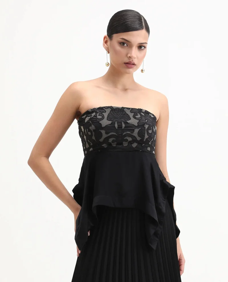 Rareism Women's Satin Fit And Flare Top