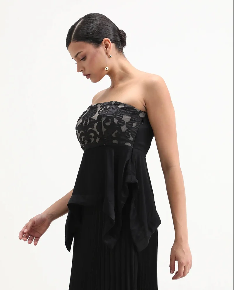 Rareism Women's Satin Fit And Flare Top