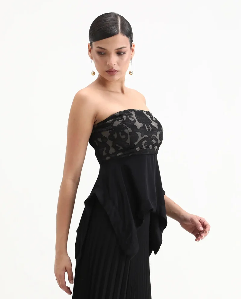 Rareism Women's Satin Fit And Flare Top