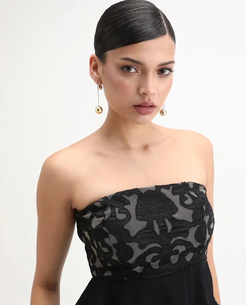 Rareism Women's Satin Fit And Flare Top