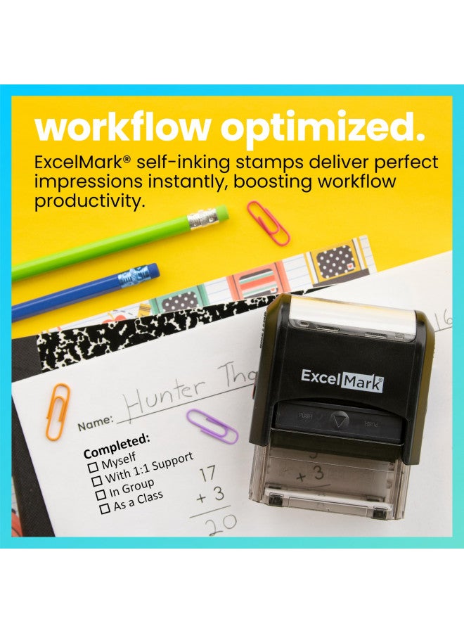 ExcelMark Rectangular Completed Teacher Stamp Self Inking - Black Ink (A2359) - Image 2