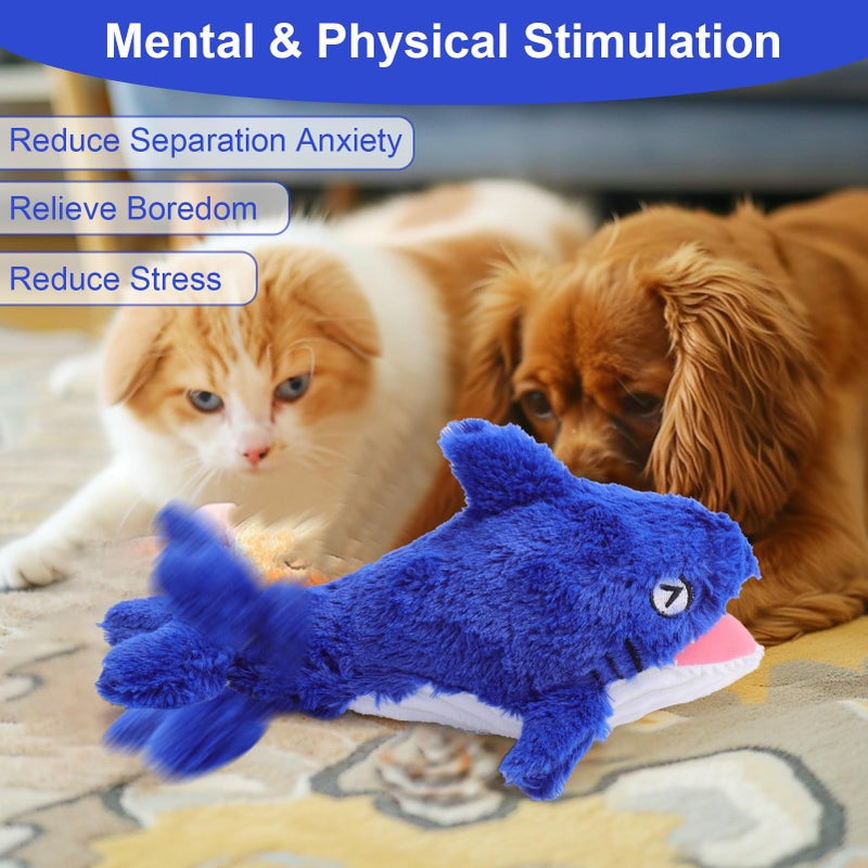 Mity rain 2 in 1 Interactive Dog Toys, Shark Dog Toy to Keep Them Busy, Plush Squeaky Dog Toys, Rechargeable Wiggly Fish Blue Dog Toys for Small Medium Large Dogs, Moving Dog Toys for Indoor&Outdoor - Image 3