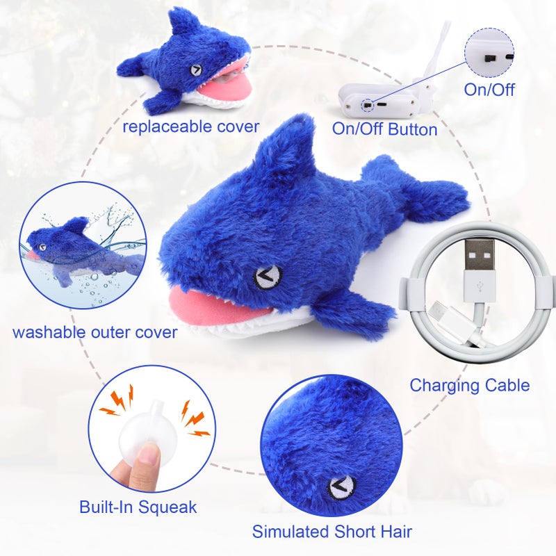 Mity rain 2 in 1 Interactive Dog Toys, Shark Dog Toy to Keep Them Busy, Plush Squeaky Dog Toys, Rechargeable Wiggly Fish Blue Dog Toys for Small Medium Large Dogs, Moving Dog Toys for Indoor&Outdoor - Image 5