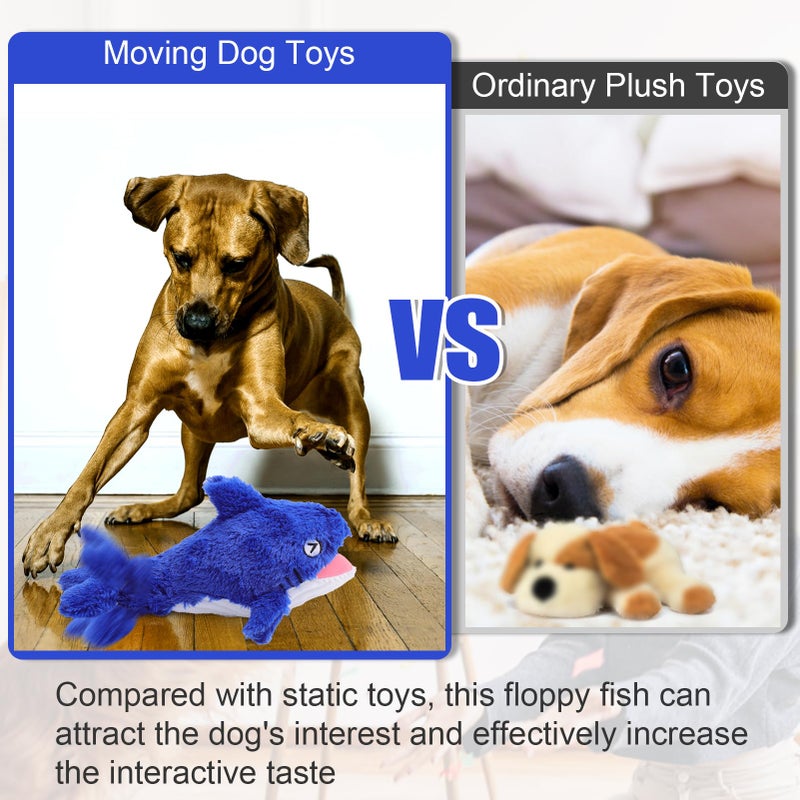 Mity rain 2 in 1 Interactive Dog Toys, Shark Dog Toy to Keep Them Busy, Plush Squeaky Dog Toys, Rechargeable Wiggly Fish Blue Dog Toys for Small Medium Large Dogs, Moving Dog Toys for Indoor&Outdoor - Image 4
