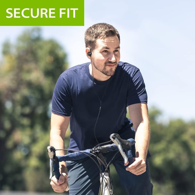 Avantree E171 - AUX 3.5mm Wired Earbuds with Microphone & in-Line Volume Control, Compatible with Traditional 3.5mm AUX Phones Corded Headphones with Ear Hook for Running & Sports, Black - Image 2