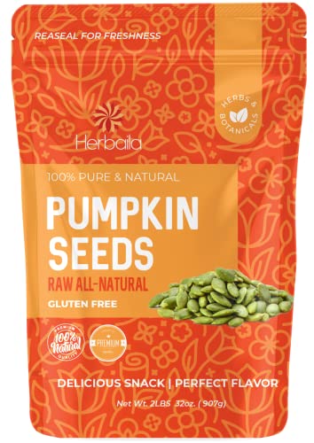 Herbaila Pumpkin Seeds Raw Unsalted 2 lbs Pepitas Raw Pumpkin Seeds Unsalted Pumpkin Seed Shelled Pumpkin Seeds Unsalted All Natural NonGMO Shelled Raw Pepitas Pumpkin Seeds 32oz - Image 1
