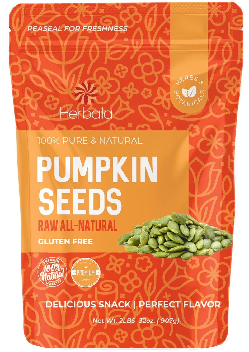 Herbaila Pumpkin Seeds Raw Unsalted 2 lbs Pepitas Raw Pumpkin Seeds Unsalted Pumpkin Seed Shelled Pumpkin Seeds Unsalted All Natural NonGMO Shelled Raw Pepitas Pumpkin Seeds 32oz - Image 3