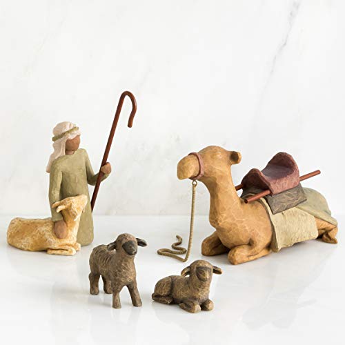 Willow Tree Shepherd and Stable Animals, Surrounding New Life with Love and Warmth, Build a Holiday Tradition with Classic Nativity Set, 4 Sculpted Hand-Painted Figures: Sheep, Camel, Shepherd, Goat - Image 2