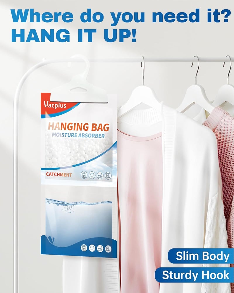 Vacplus Moisture Absorbers Packets, Fragrance Free 20 Pack, Humidity Packs, Dessicant Packets, Hanging Closet Dehumidifier Bags, Odor Eliminator for Bathroom 9.8OZ - Image 4