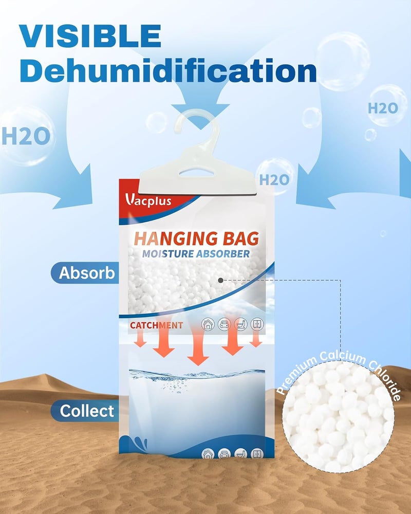Vacplus Moisture Absorbers Packets, Fragrance Free 20 Pack, Humidity Packs, Dessicant Packets, Hanging Closet Dehumidifier Bags, Odor Eliminator for Bathroom 9.8OZ - Image 5
