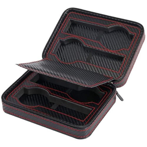 Styzere Travel Watch Case Storage 4 Slots PU Leather with Carbon Fibre Finish Black - Image 1