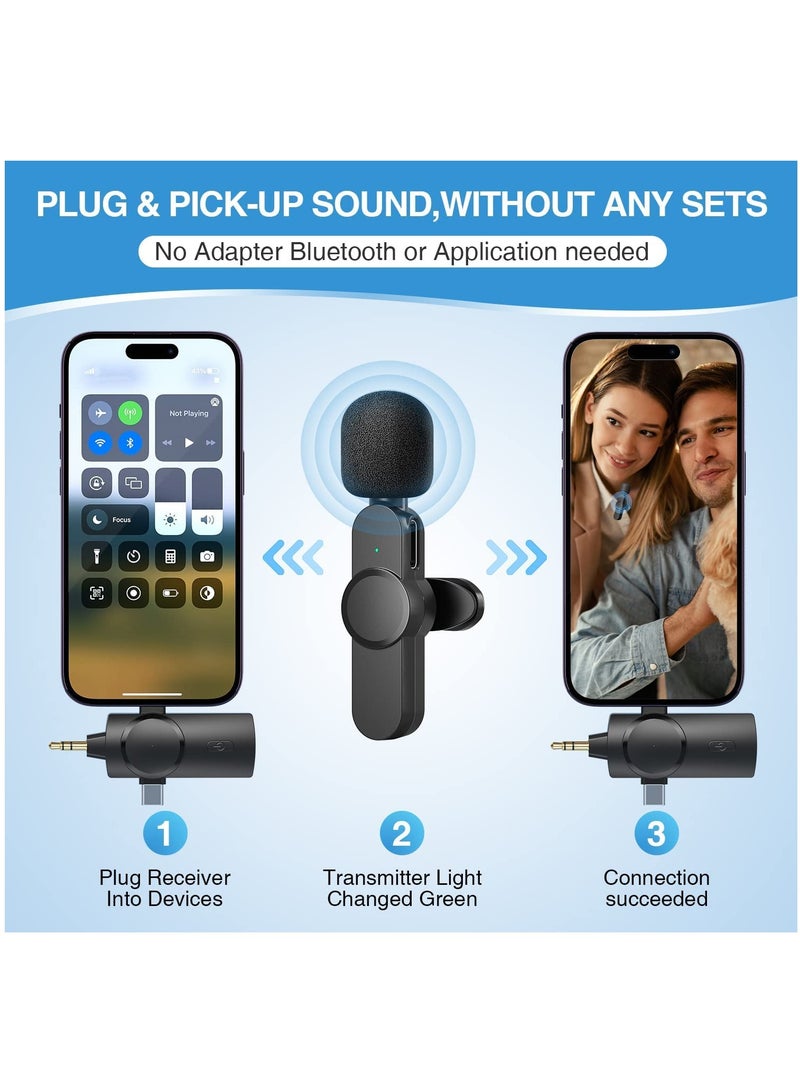 BORTONY 3 in 1 Wireless Lavalier Microphones for iPhone Android Phone Laptop Camera Plug-Play Mini Lav Mic with Noise Reduction for Video Recording Live Stream YouTube Vlog Presentation Interview - Image 3