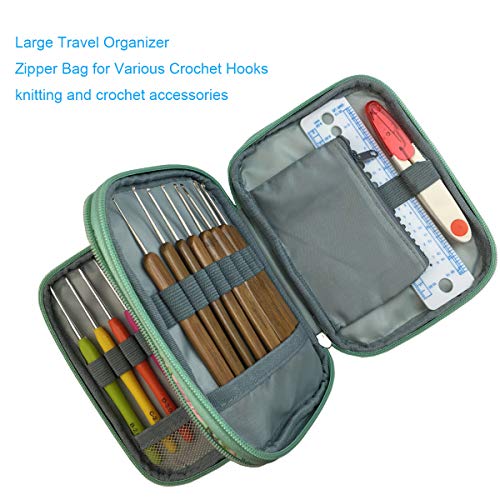 Weabetfu New Crochet Hook Case Without Hooks and Accessories, Zipper Storage Organizer Bag with Web Pockets for Various Crochet Needles/Knitting Accessories/Crochet Hook Kit Tools, Lightweight, Easy to Hold - Image 2