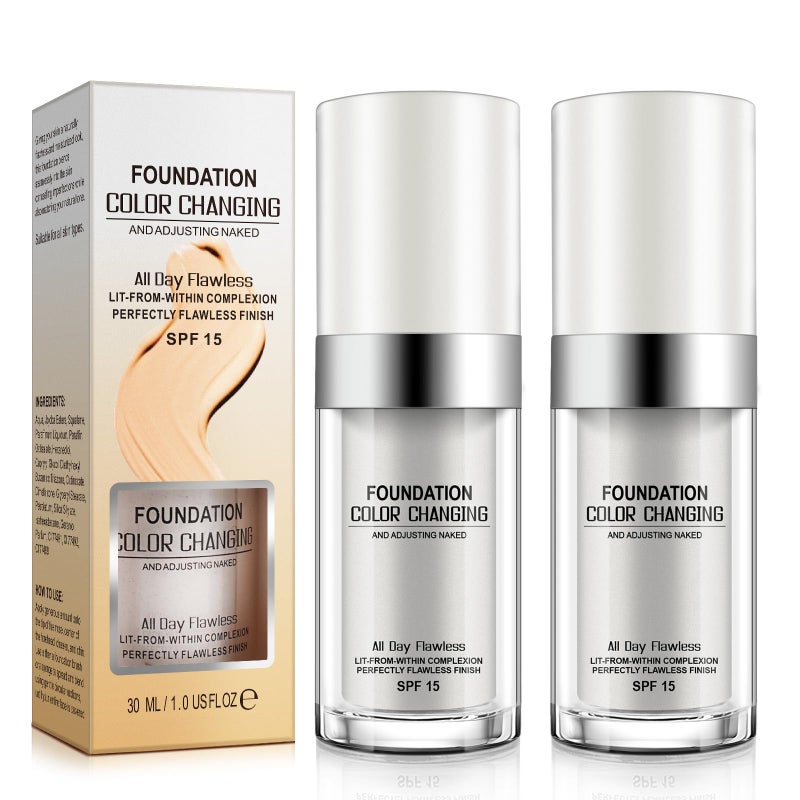 Sefudun Concealer Cover Cream Flawless Colour Changing Warm Skin Tone Foundation Makeup Base Nude Face Liquid Cover Concealer 2 pcs