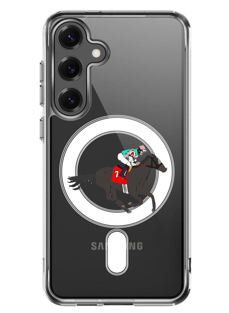 Theodor Magnetic Case for Samsung Galaxy S25 Plus 6.7-inch Compatible with MagSafe Wireless Charging, Shockproof Phone Bumper Cover Horse Riding - Image 1