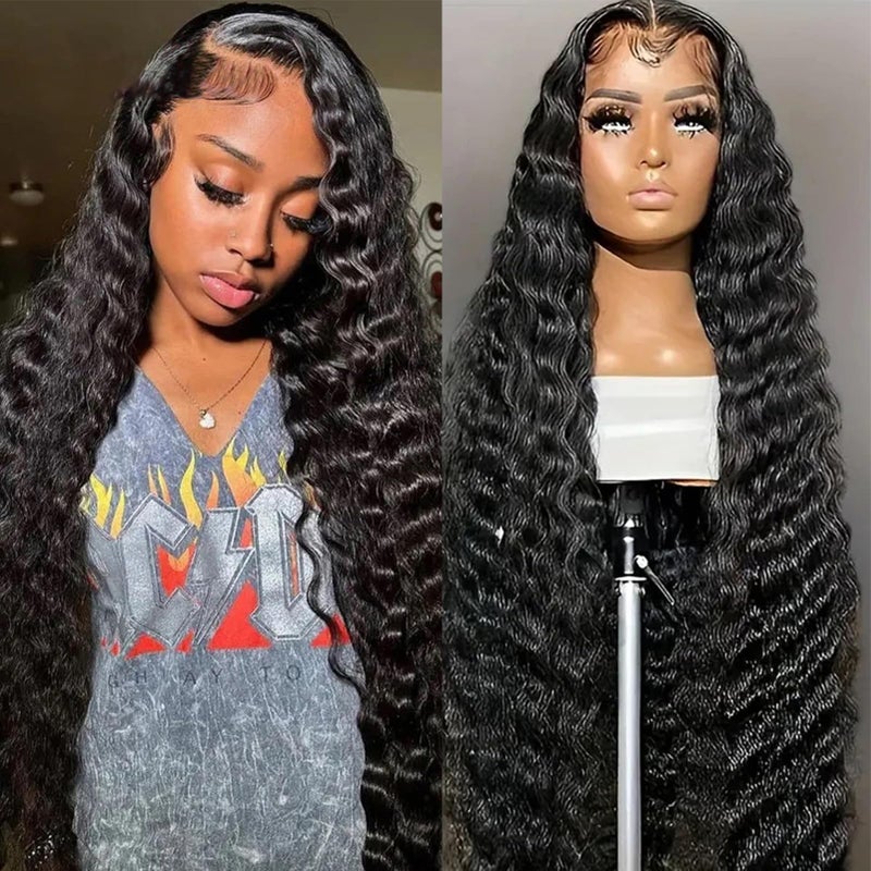 Loose Wave Lace Front Wigs Human Hair 200 Density 13x4 HD Transparent Loose Deep Wave Lace Frontal Wigs with Baby Hair Pre Plucked 12A Brazilian Human Hair Lace Front Wig for Black Women 26 Inch