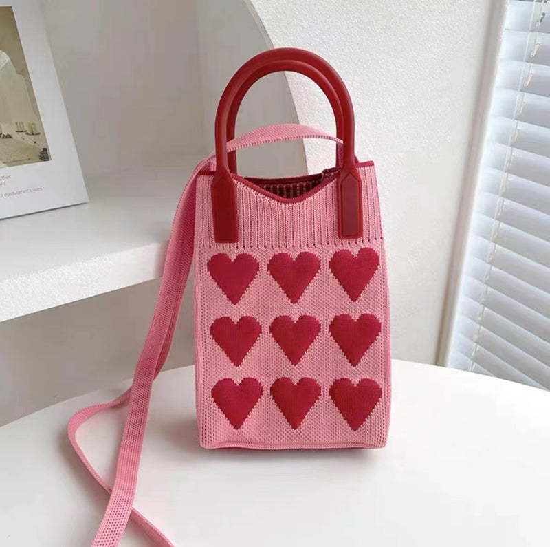 Love-Themed Phone Bag, Knitted Bag, Compact And Portable Silicone Handbag, Shoulder Crossbody Bag, Mini Student Bag, Versatile - Image 2